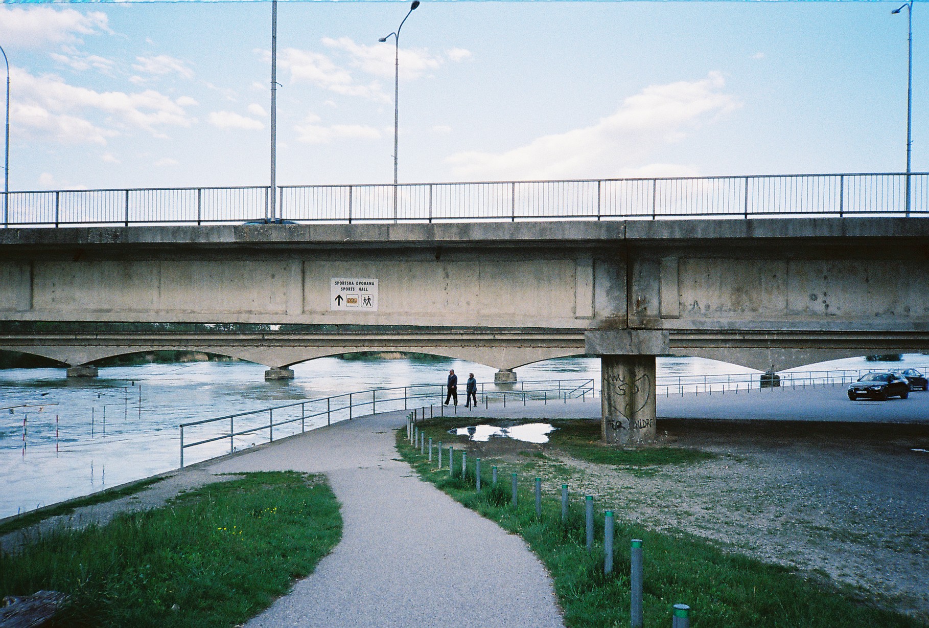 Under the brige on the banks of the River Drava in Varaždin, Croatia